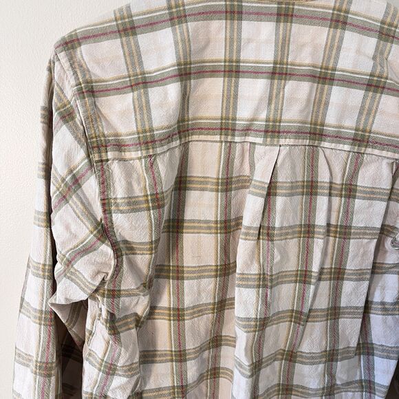 Erika & Co Plaid Button Down Women's Long Sleeve Cream Green Red- Medium - Picture 6 of 6